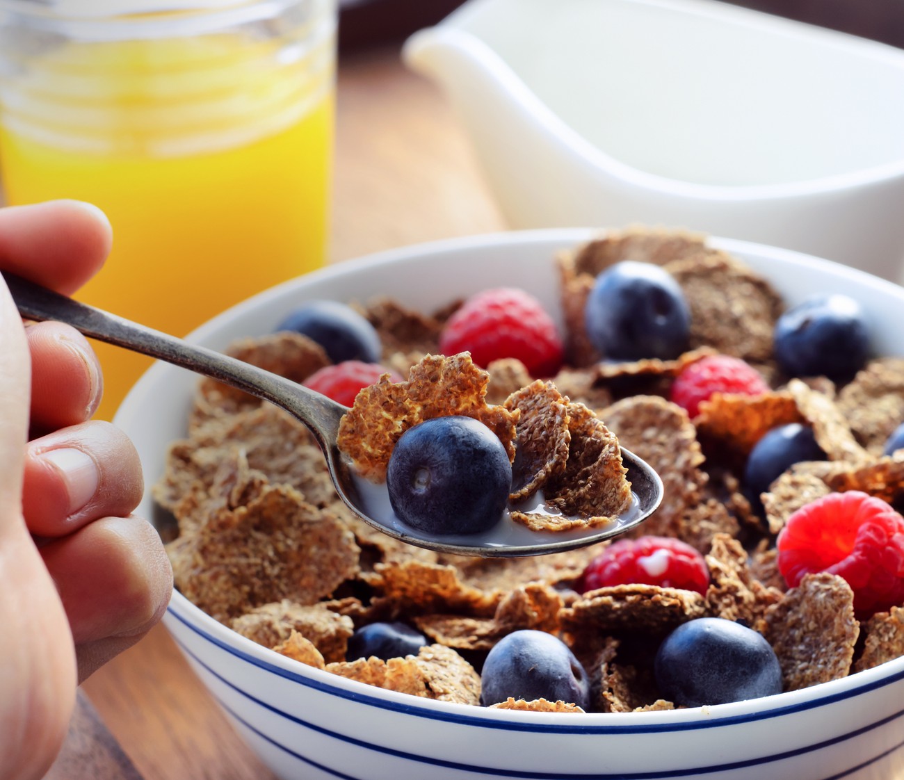 Oatmeal with Almond Milk and a Glass of Orange Juice Love Veg